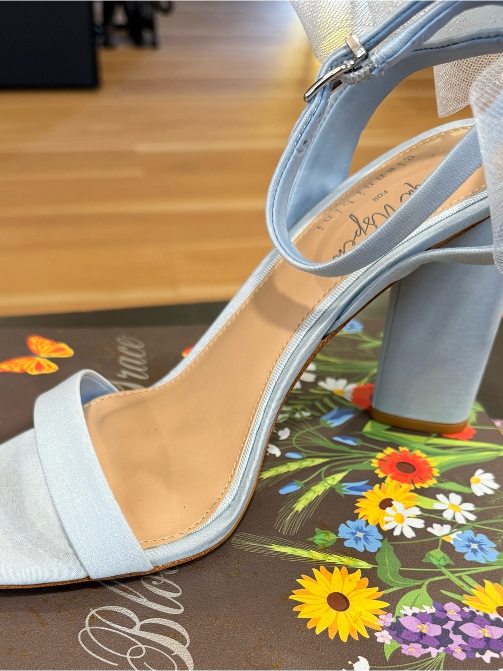 Gianni Bini Powder Blue Block Heel Sandal with Ankle Strap
